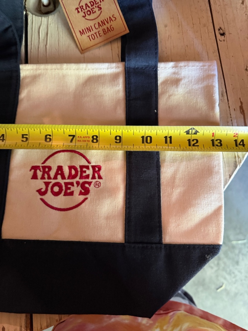 Trader Joe's Cream and Navy Mini Canvas Tote Bag - Picture 3 of 4
